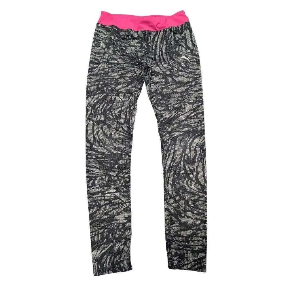 Puma Pink and Silver Pant/Leggings Women's Size Large